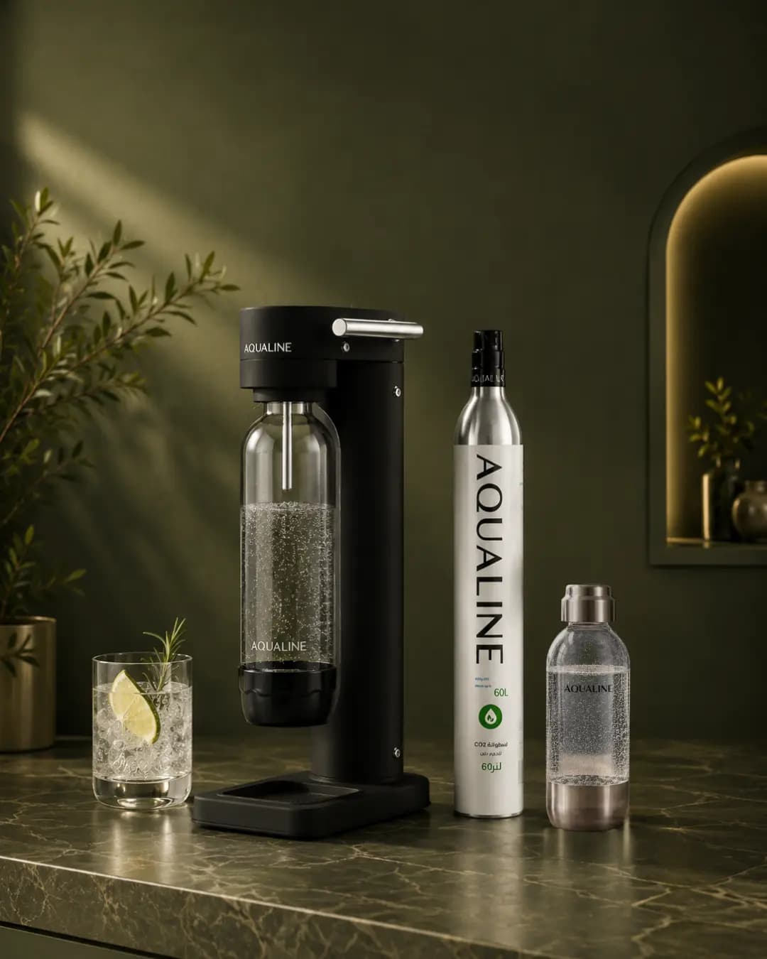Aqualine soda maker in a modern home setting